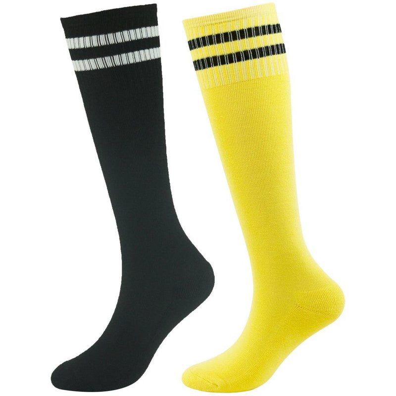 Youth Soccer Socks Fasoar Teens Knee High Football Socks Long Striped Rugby Tube Socks 2/6/10 Pairs