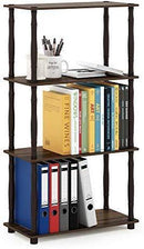 Furinno (99557BK/GY) Turn-N-Tube 4-Tier Multipurpose Shelf Display Rack - Black/Grey