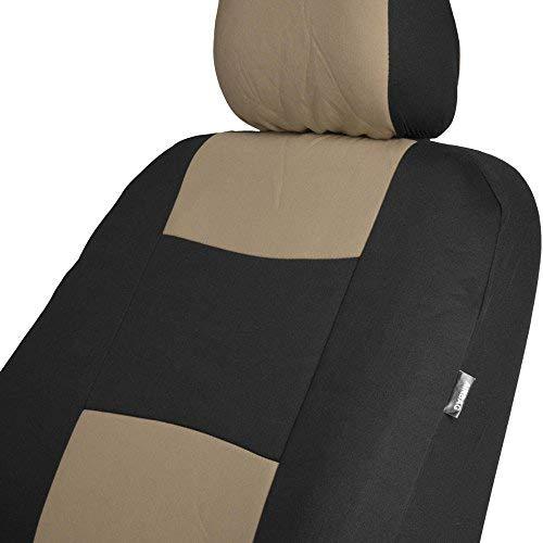 BDK OS-309-BG Polypro Black/Car Seat Cover, Easy Wrap Two-Tone Accent for Auto, Split Bench, Tan Beige