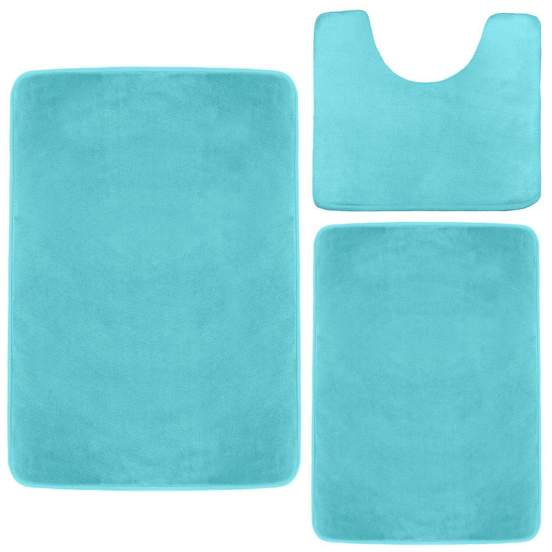 Clara Clark 2-Pack Bath Mat Set – Large and Small Bathroom Rug Set, Absorbent Memory Foam Bath Rugs, Non-Slip, Thick, Cozy Velvet Microfiber Bathrug, Plush Shower, Toilet Floor Bathmats Carpet, Black