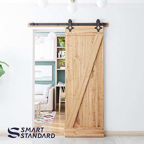 5FT Heavy Duty Sturdy Sliding Barn Door Hardware Kit -Super Smoothly and Quietly - Simple and Easy to Install - Includes Step-by-Step Installation Instruction -Fit 30" Wide Door(Rhombic Shape Hanger)