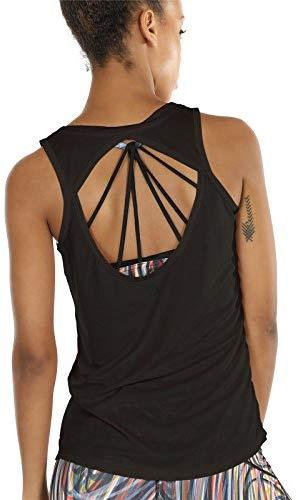 icyzone Yoga Tops Activewear Workout Clothes Open Back Fitness Racerback Tank Tops for Women(Pack of 2)