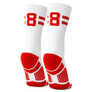 Classic Stripe Team Number Socks | Woven Mid-Calf | White & Red