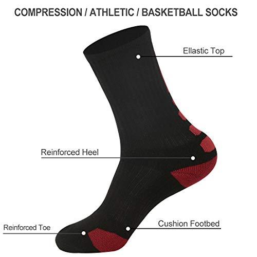 DISILE Elite Basketball Socks, Cushioned Dri-Fit Athletic Crew Socks - Thick Sports Socks For Men & Women