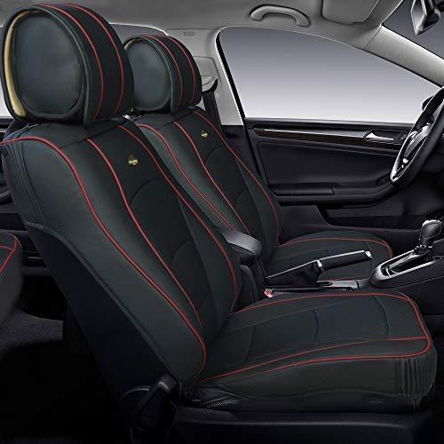 FH Group PU205BLACKREDTRIM102 Black PU205102 Ultra Comfort Leatherette Front Seat Cushions (Airbag Compatible) Red Trim