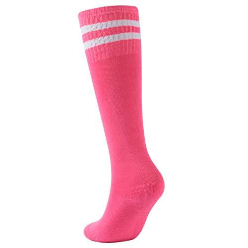 Youth Soccer Socks Fasoar Teens Knee High Football Socks Long Striped Rugby Tube Socks 2/6/10 Pairs