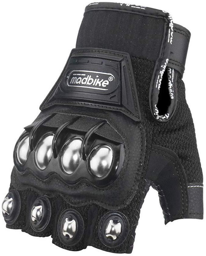 oubaiya Steel Outdoor Reinforced Brass Knuckle Motorcycle Motorbike Powersports Racing Textile Safety Gloves (Black, XX-Large)