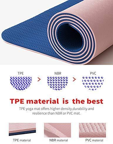 YAWHO Yoga Mat Fitness Mat Specifications 72'' x 26'' Thickness 1/4-Inch Eco Friendly Material SGS Certified Ingredients TPE Extra Large Non-Slip Exercise Mat with Carry Bag