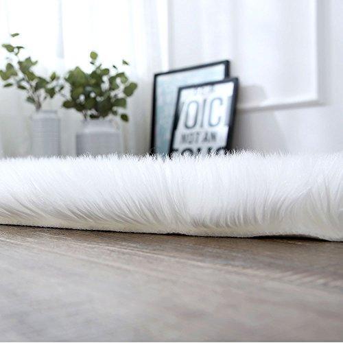 OJIA Deluxe Soft Fuzzy Fur Rugs Faux Sheepskin Shaggy Area Rugs Fluffy Modern Kids Carpet for Living Room Bedroom Sofa Bedside Decor(2 x 3ft, Grey)