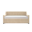 Little Seeds Ambrosia Diamond Tufted Upholstered Design Daybed and Trundle Set, Twin Size Frame, Light Grey