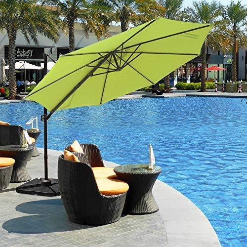 COBANA Offset Rectangular Cantilever Aluminum Patio Umbrella 10 Feet with Cross Base and 360 Degree Rotation, Blue