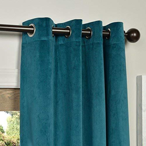 Half Price Drapes VPCH-184005-108-GRBO Signature Grommet Blackout Velvet Curtain, Natural Grey, 50 X 108