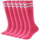 Youth Soccer Socks Fasoar Teens Knee High Football Socks Long Striped Rugby Tube Socks 2/6/10 Pairs