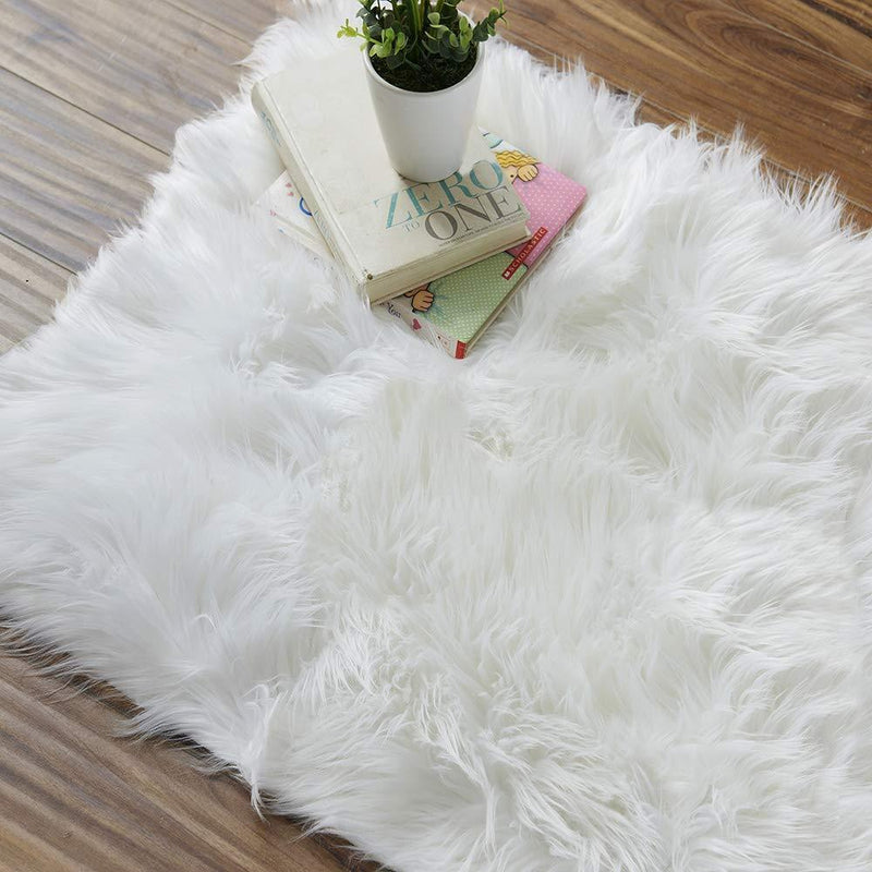 OJIA Deluxe Soft Fuzzy Fur Rugs Faux Sheepskin Shaggy Area Rugs Fluffy Modern Kids Carpet for Living Room Bedroom Sofa Bedside Decor(2 x 3ft, Grey)