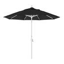 California Umbrella 9' Round Aluminum Market Umbrella, Crank Lift, Collar Tilt, White Pole, Sunbrella Pacific Blue