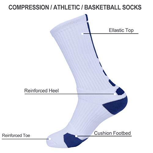 DISILE Elite Basketball Socks, Cushioned Dri-Fit Athletic Crew Socks - Thick Sports Socks For Men & Women