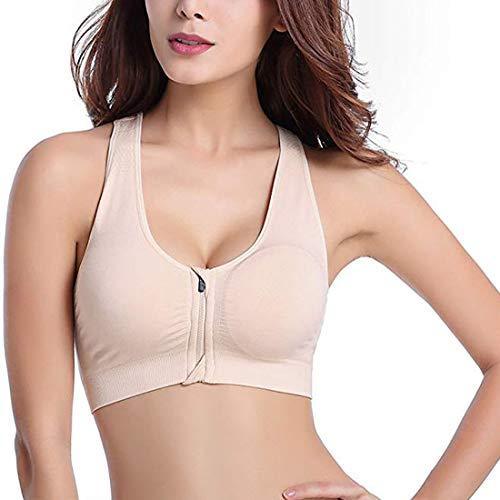 Women's Zip Front Sports Bra Wireless Post-Surgery Bra Active Yoga Sports Bras