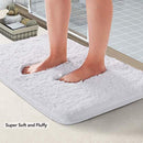 Office Marshal Bathroom Runner Rug Bath Mat 59"x20" Non-Slip Soft Long Shower Rug Plush Microfiber Water Absorbent Carpet Thick Shaggy Luxury Floor Mats, Machine Washable, White