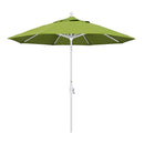 California Umbrella 9' Round Aluminum Market Umbrella, Crank Lift, Collar Tilt, White Pole, Sunbrella Pacific Blue