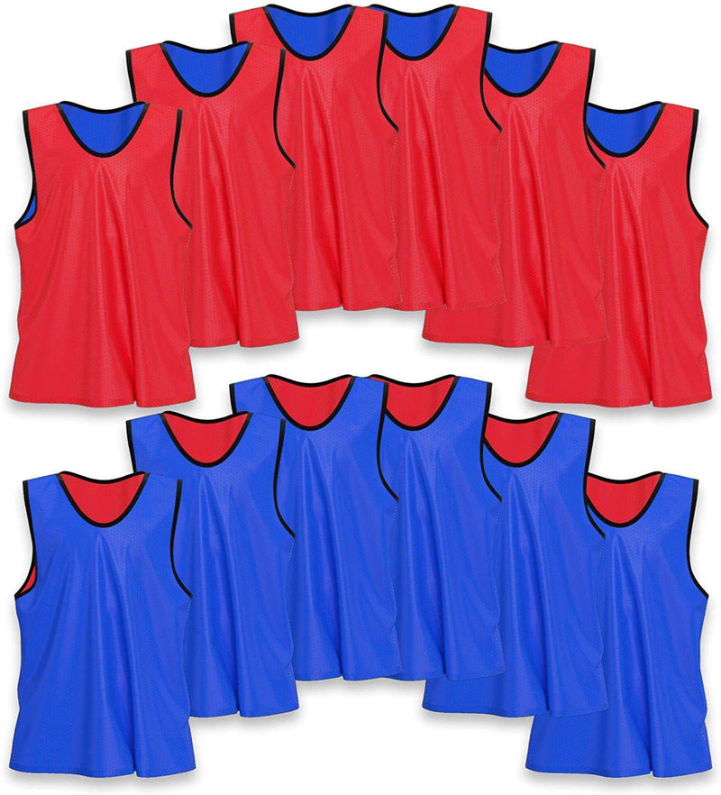 Unlimited Potential Nylon Mesh Scrimmage Team Practice Vests Pinnies Jerseys Bibs for Children Youth Sports Basketball, Soccer, Football, Volleyball (Pack of 12)