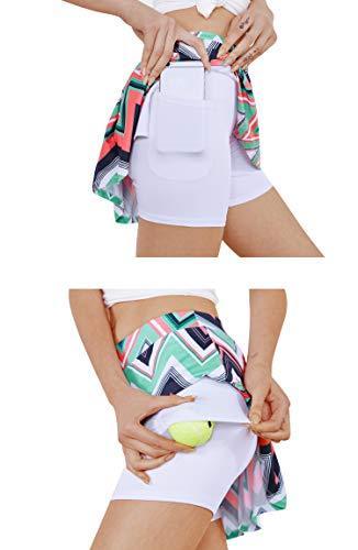 Cityoung Women's Casual Pleated Tennis Golf Skirt with Underneath Shorts Running Skorts