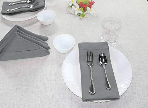 COTTON CRAFT 100% Linen Hemstitch Table Cloth - Size 60x108 Charcoal - Hand Crafted and Hand Stitched Table Cloth with Hemstitch detailing.