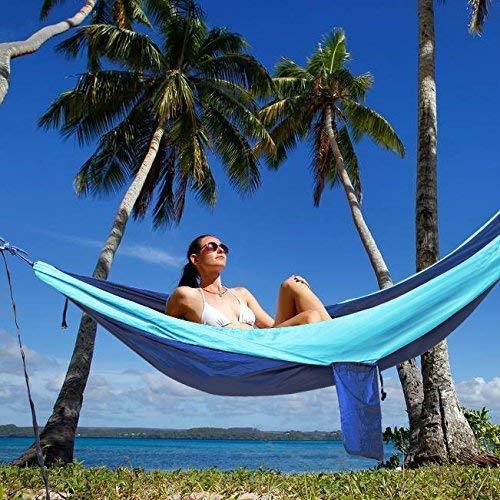 Kootek Camping Hammock Double & Single Portable Hammocks with 2 Tree Straps, Lightweight Nylon Parachute Hammocks for Backpacking, Travel, Beach, Backyard, Patio, Hiking