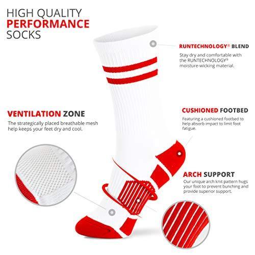 Classic Stripe Team Number Socks | Woven Mid-Calf | White & Red