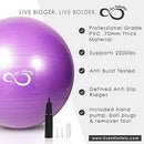 Live Infinitely Exercise Ball (55cm-95cm) Extra Thick Professional Grade Balance & Stability Ball- Anti Burst Tested Supports 2200lbs- Includes Hand Pump & Workout Guide Access