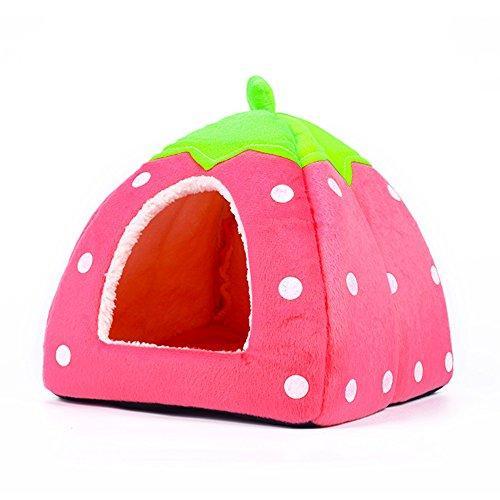 Spring Fever Small Big Animal Strawberry Guinea Pigs Rabbit Dog Cat Puppy Pet Fleece House Indoor Water Resistant Beds