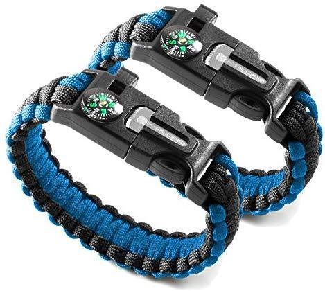 X-Plore Gear Emergency Paracord Bracelets | Set of 2| The Ultimate Tactical Survival Gear| Flint Fire Starter, Whistle, Compass & Scraper | Best Wilderness Survival-Kit for Camping/Fishing & More