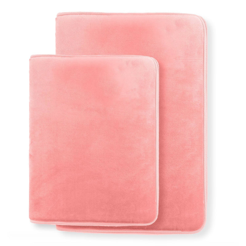 Clara Clark 2-Pack Bath Mat Set – Large and Small Bathroom Rug Set, Absorbent Memory Foam Bath Rugs, Non-Slip, Thick, Cozy Velvet Microfiber Bathrug, Plush Shower, Toilet Floor Bathmats Carpet, Black