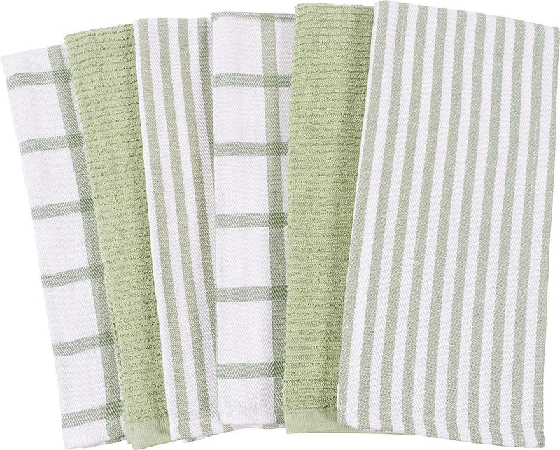 KAF Home Mixed Flat & Terry Kitchen Towels | Set of 6 18 x 28 Inches | 4 Flat Weave Towels for Cooking and Drying Dishes and 2 Terry Towels, for House Cleaning and Tackling Messes and Spills (Teal)