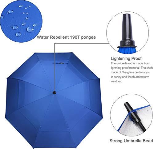 G4Free 54 62 68 inch Extra Large Windproof Golf Umbrella UV Protection Automatic Open Double Canopy Vented Sun Rain Umbrella Oversize Stick Umbrellas