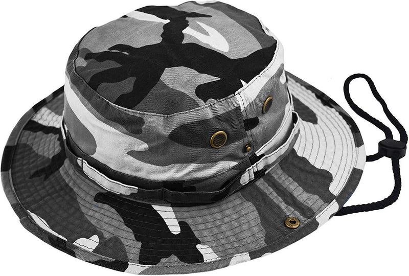 Summer Bucket Cap, Sun Hat Chinstrap, Outdoor Hunting Fishing Safari Boonie Hat