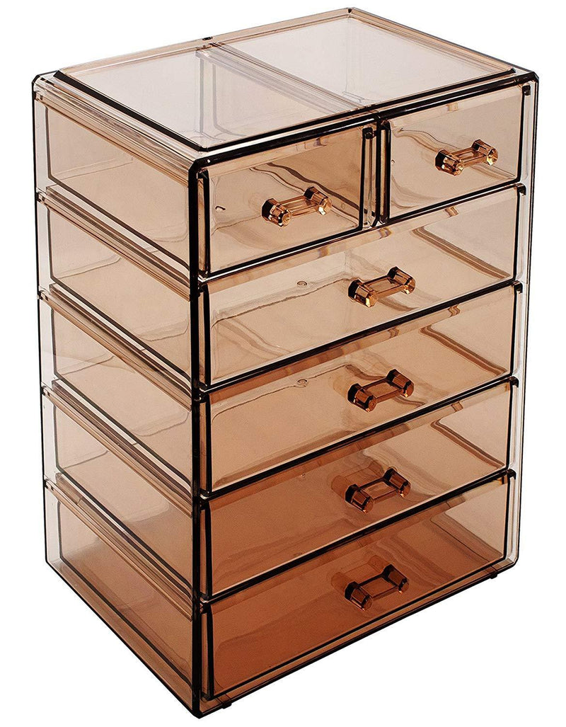 Sorbus Cosmetics Makeup and Jewelry Big Storage Display-Stylish Vanity, Bathroom Case, 4 Large, 2 Small Drawers, Clear