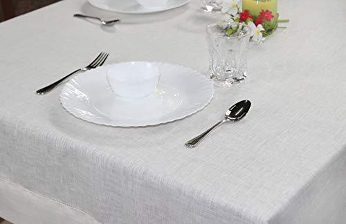 COTTON CRAFT 100% Linen Hemstitch Table Cloth - Size 60x90 Natural - Hand Crafted and Hand Stitched Table Cloth with Hemstitch Detailing.