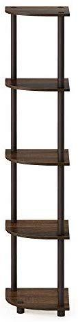 Furinno Turn-N-Tube 5 Tier Corner Display Rack Multipurpose Shelving Unit, Columbia Walnut/Black