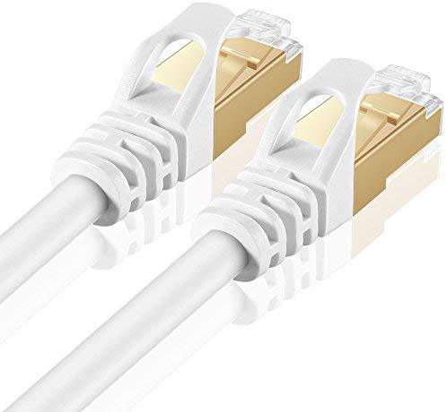 TNP Cat6 Ethernet Patch Cable (10 Feet) - Professional Gold Plated Snagless RJ45 Connector Computer Networking LAN Wire Cord Plug Premium Shielded Twisted Pair (White)