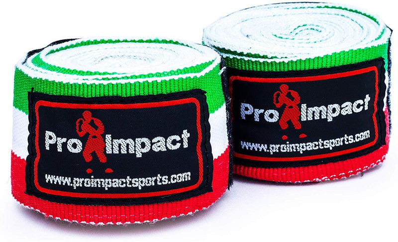 Pro Impact Mexican Style Boxing Handwraps 180" with Closure – Elastic Hand & Wrist Support for Muay Thai Kickboxing Training Gym Workout or MMA for Men & Women - 1 Pair