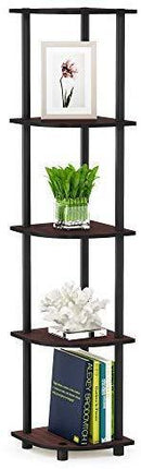 Furinno Turn-N-Tube 5 Tier Corner Display Rack Multipurpose Shelving Unit, Columbia Walnut/Black