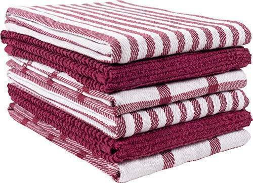 KAF Home Mixed Flat & Terry Kitchen Towels | Set of 6 18 x 28 Inches | 4 Flat Weave Towels for Cooking and Drying Dishes and 2 Terry Towels, for House Cleaning and Tackling Messes and Spills (Teal)