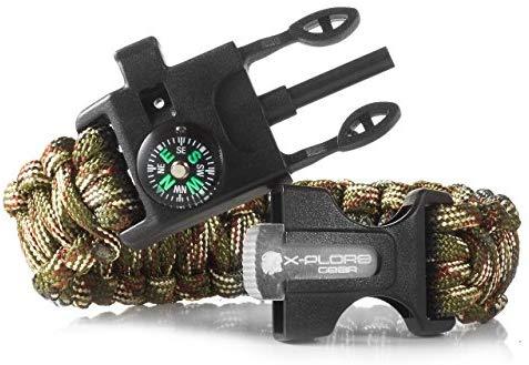 X-Plore Gear Emergency Paracord Bracelets | Set of 2| The Ultimate Tactical Survival Gear| Flint Fire Starter, Whistle, Compass & Scraper | Best Wilderness Survival-Kit for Camping/Fishing & More