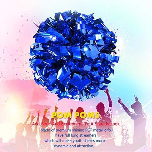 hatisan 4Pcs Large Cheerleader Pom Poms, Pom Poms Cheerleading Metallic Foil & Plastic Ring Pompoms Cheerleader, Cheerleading Poms Accessory Pompoms Cheer for Sports Team Spirit Cheering