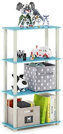 Furinno (99557BK/GY) Turn-N-Tube 4-Tier Multipurpose Shelf Display Rack - Black/Grey