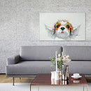 Bignut Art Funny Animal Oil Painting Hand Painted Cute Angel Dog Wall Art on Canvas Framed Wall Decor for Living Room Bedroom Office (18x30 Inches, Angel Dog)