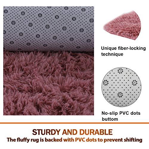 PAGISOFE Ultra Soft 4.5cm Velvet Bedroom Rugs Kids Room Carpet Modern Shaggy Area Rugs Home Decor 2.6' X 5.3', Hot-Pink