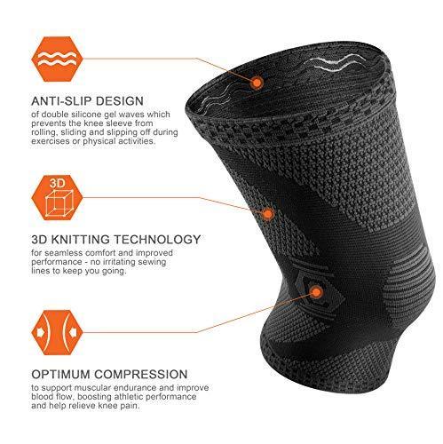 CAMBIVO 2 Pack Knee Brace, Knee Compression Sleeve Support for Running, Arthritis, ACL, Meniscus Tear, Sports, Joint Pain Relief and Injury Recovery