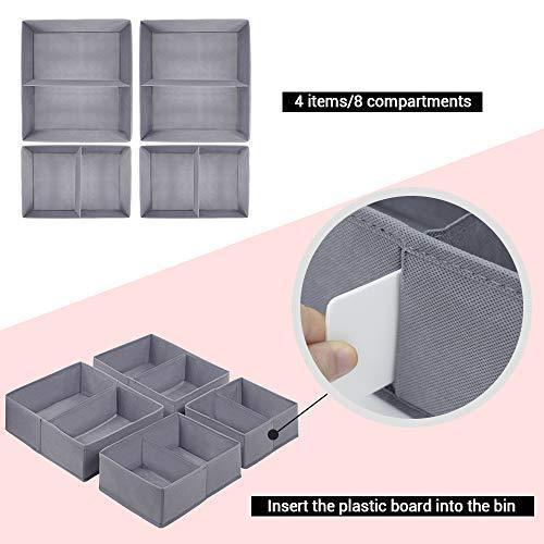 Homyfort Foldable Cloth Storage Box Closet Dresser Drawer Organizer Cube Basket Bins Containers Divider with Drawers for Underwear, Bras, Socks, Ties, Scarves, Set of 6, Grey