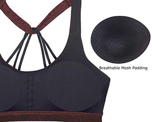 icyzone Padded Strappy Sports Bra Yoga Tops Activewear Workout Clothes for Women